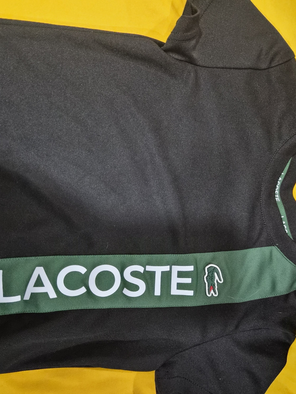 #10 Lacoste Black Tee with Green Logo Stripe